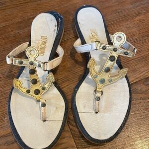 Vintage Moschino Jeans Nautical Flat Sandals Size 7 1/2